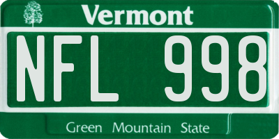 VT license plate NFL998