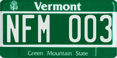 VT license plate NFM003