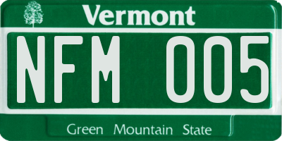 VT license plate NFM005
