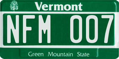 VT license plate NFM007
