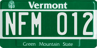 VT license plate NFM012