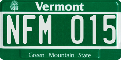 VT license plate NFM015