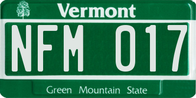 VT license plate NFM017