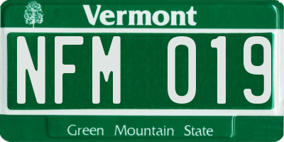 VT license plate NFM019