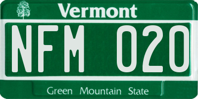 VT license plate NFM020