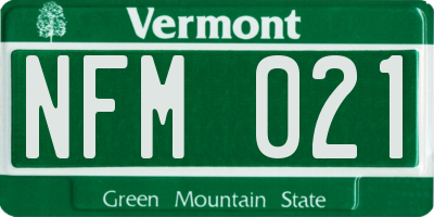 VT license plate NFM021