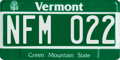 VT license plate NFM022