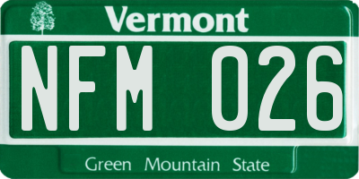 VT license plate NFM026