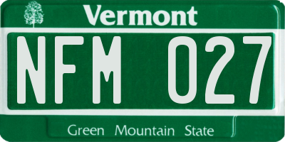 VT license plate NFM027