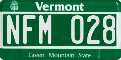 VT license plate NFM028