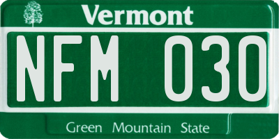 VT license plate NFM030