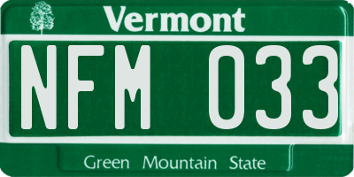 VT license plate NFM033