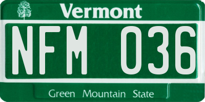 VT license plate NFM036