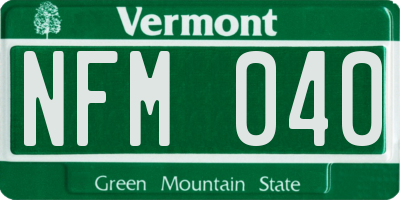 VT license plate NFM040