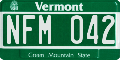 VT license plate NFM042