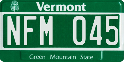 VT license plate NFM045