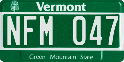 VT license plate NFM047