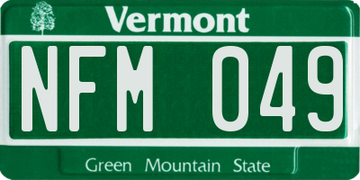 VT license plate NFM049