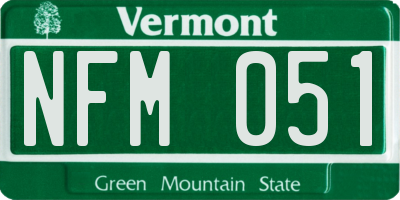 VT license plate NFM051