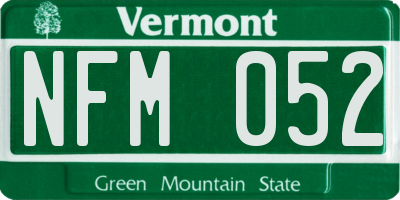 VT license plate NFM052