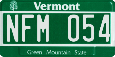 VT license plate NFM054