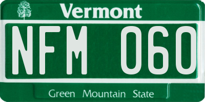 VT license plate NFM060
