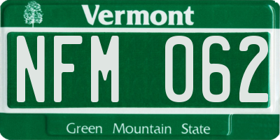 VT license plate NFM062