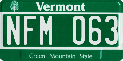 VT license plate NFM063
