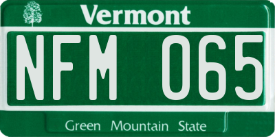 VT license plate NFM065