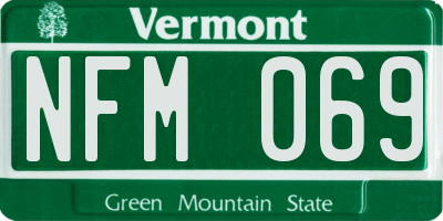 VT license plate NFM069