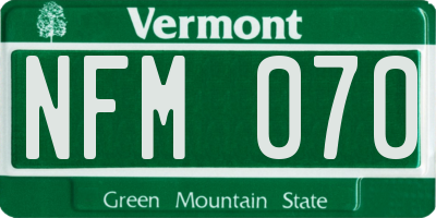 VT license plate NFM070