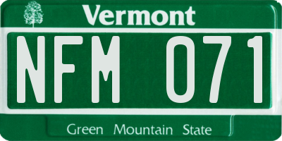 VT license plate NFM071