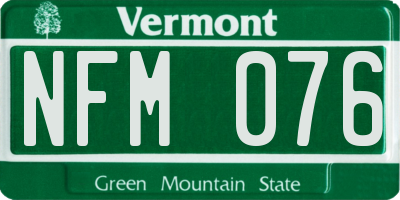VT license plate NFM076