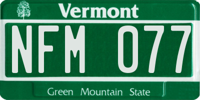 VT license plate NFM077