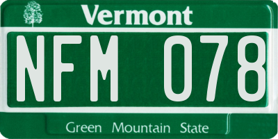 VT license plate NFM078