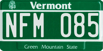 VT license plate NFM085