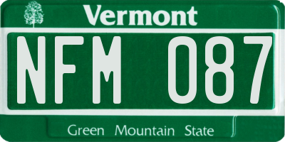 VT license plate NFM087