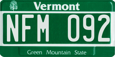 VT license plate NFM092
