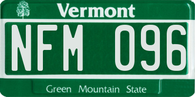 VT license plate NFM096