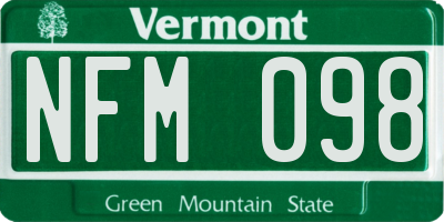 VT license plate NFM098
