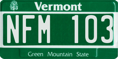 VT license plate NFM103