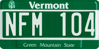 VT license plate NFM104