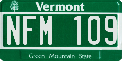 VT license plate NFM109