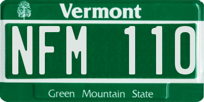 VT license plate NFM110