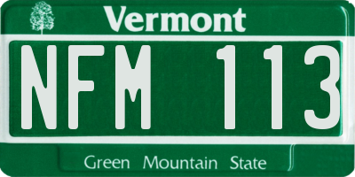 VT license plate NFM113