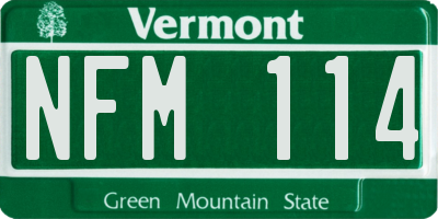 VT license plate NFM114