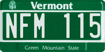 VT license plate NFM115