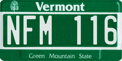 VT license plate NFM116