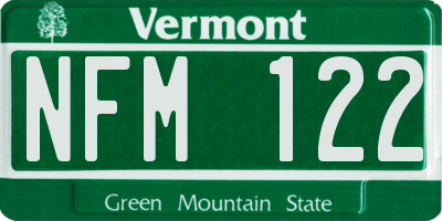 VT license plate NFM122