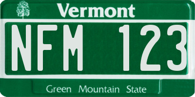 VT license plate NFM123